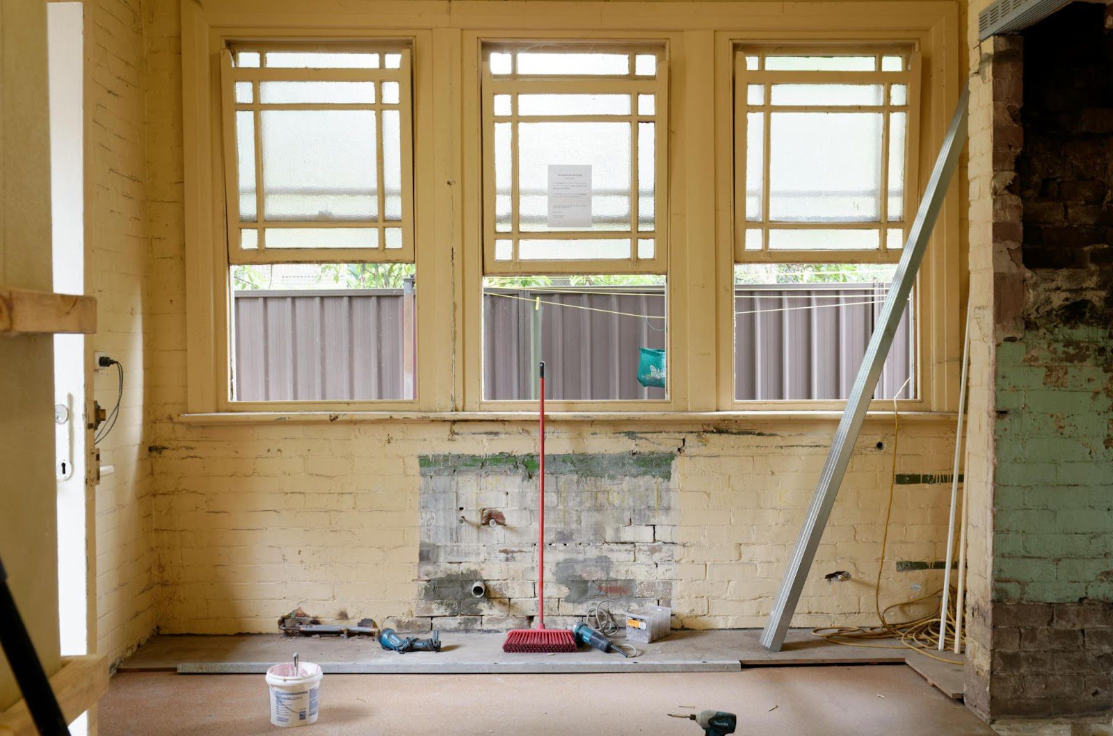 bare room with decorating equipment
