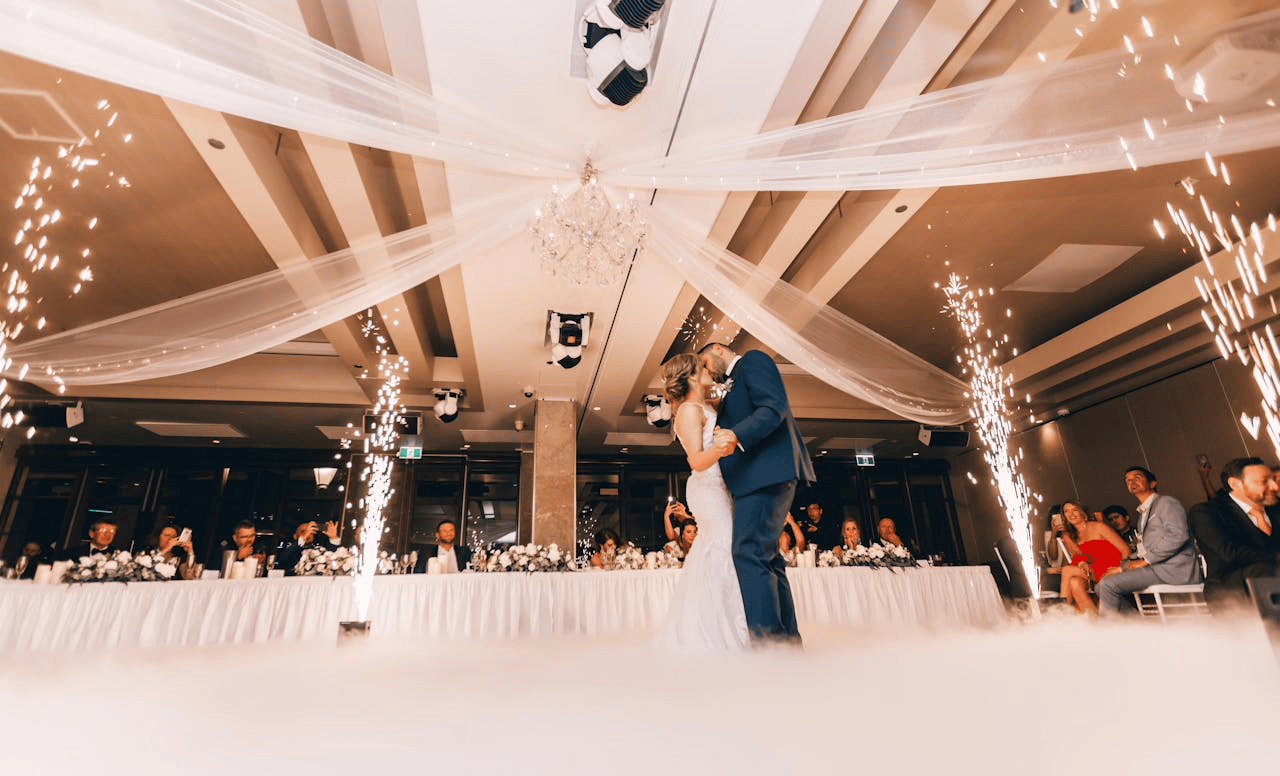 bride and groom on the dancefloor at wedding