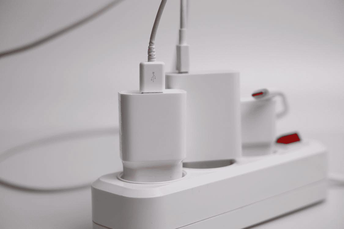 white plugs in white extension socket
